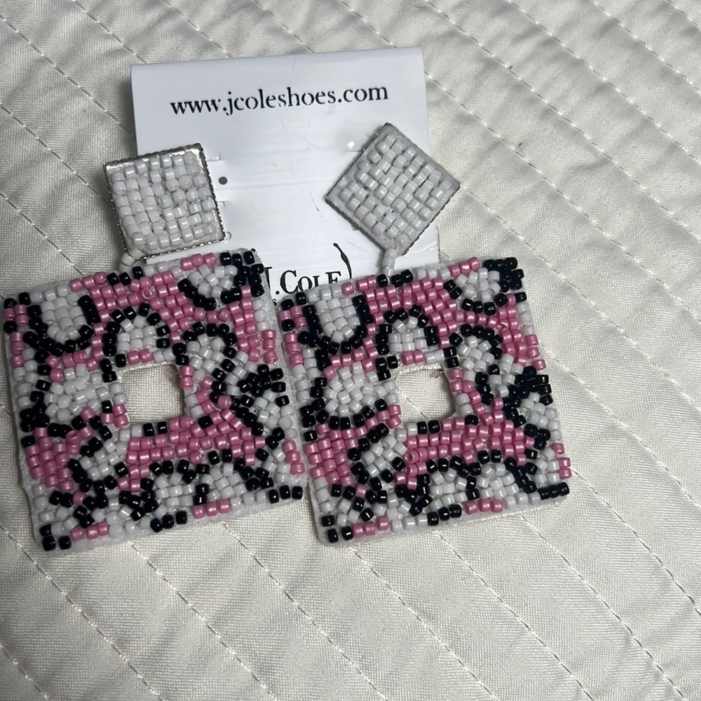 Pink/black/white earrings